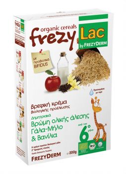 Frezyderm Frezylac Bio Cereal Βρεφική Κρέμα Βρώμης Ολικής Άλεσης Με Γάλα Μήλο Και Βανίλια Από Τον 6ο Μήνα 200 Gr