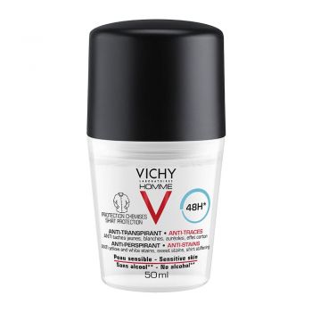 Vichy Homme 48h 'No Trace' Deodorant Roll-on Ανδρικό Αποσμητικό ενάντια στα σημάδια 50ml